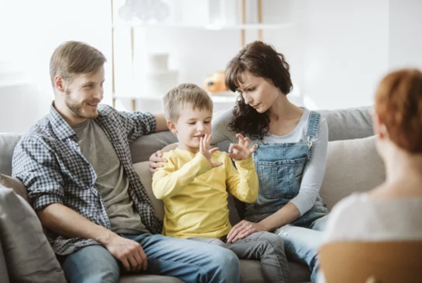 Family in therapy session