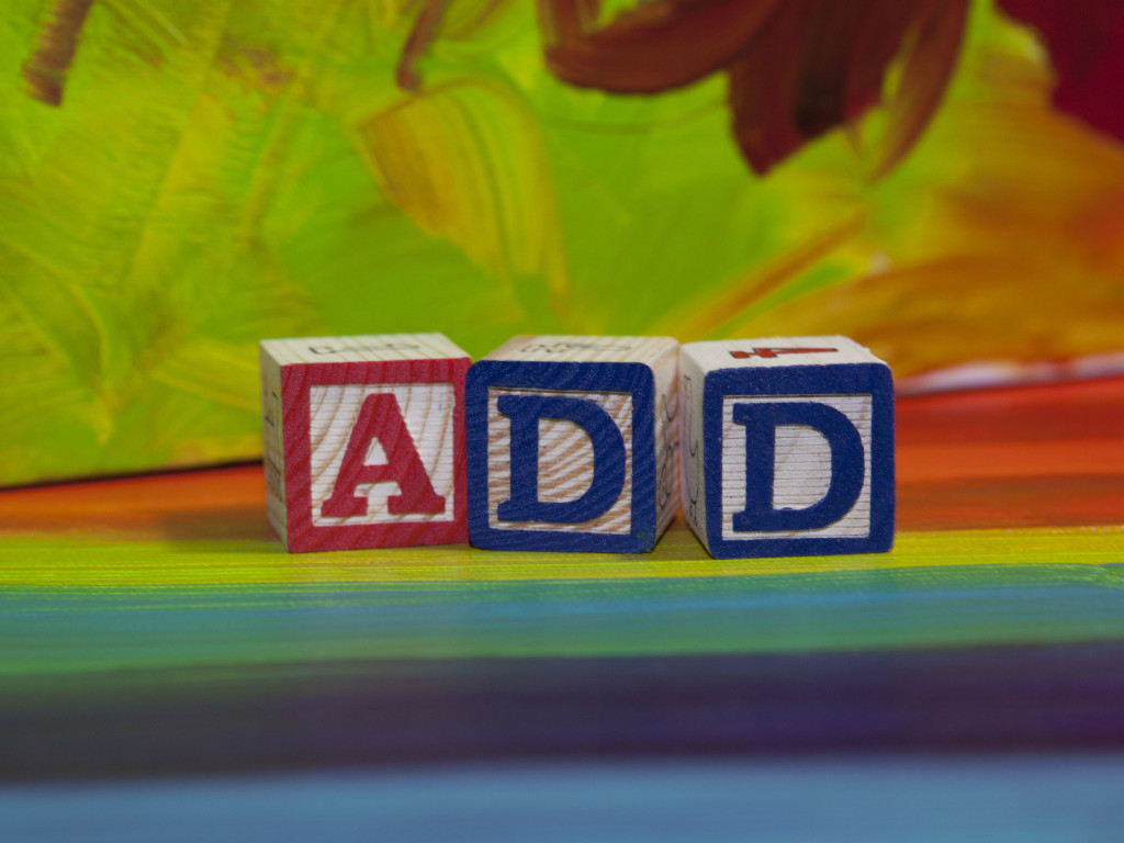 Wooden play blocks spelling out ADD (Attention Hyperactivity Disorder)