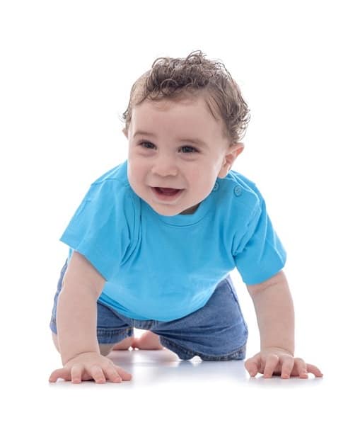 Toddler on his knees crawling